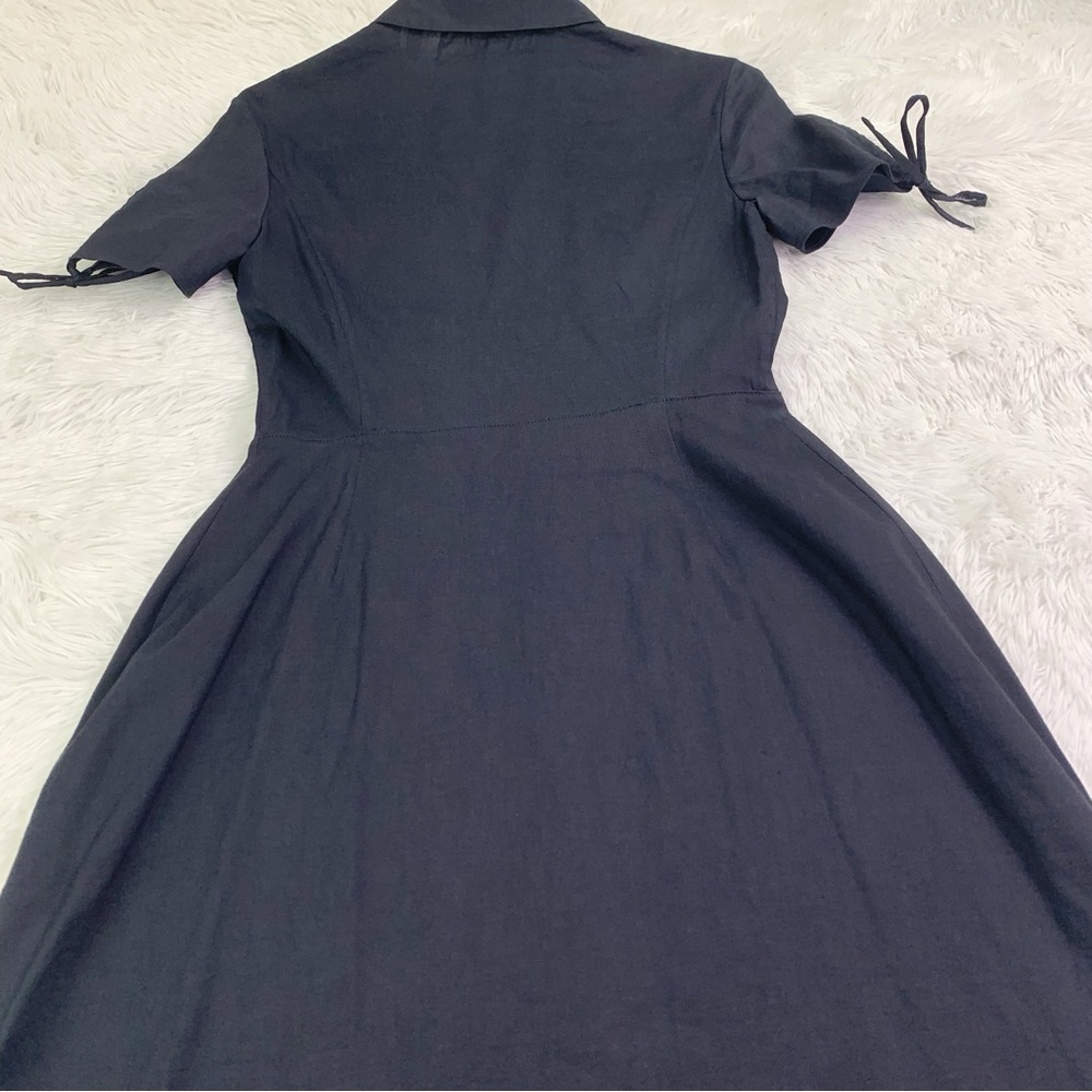 Theory short sleeve linen blend shirt Dress‎ in black button front - Picture 14 of 14